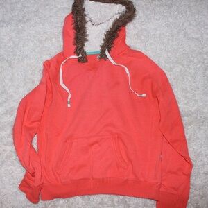 Sherpa Orange Fuzzy Hoodie Sweatshirt